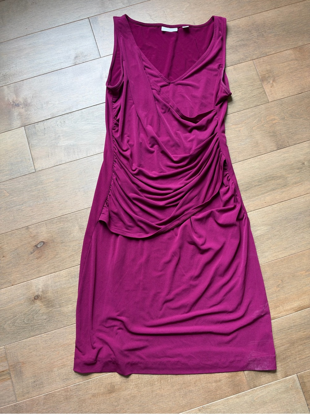 New York & Company Sleeveless Draped Dress - Fuchsia